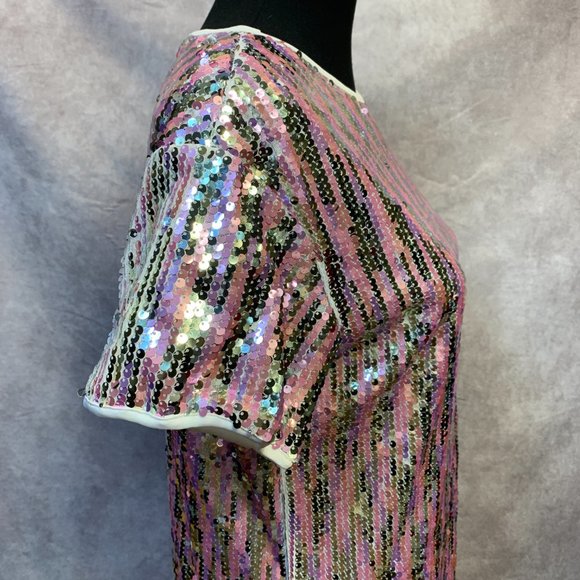 Just Quella Sequined Mesh T-Shirt Dress - Picture 5 of 10